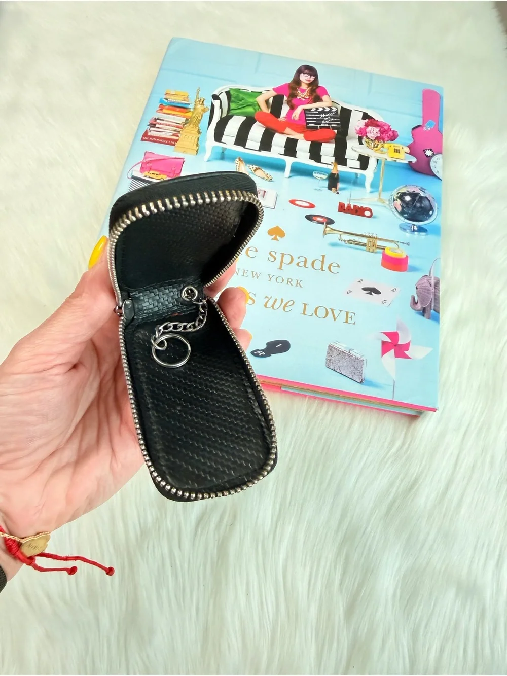 Mercedes-Benz Black Leather Key Holder with Red and Yellow Stripe